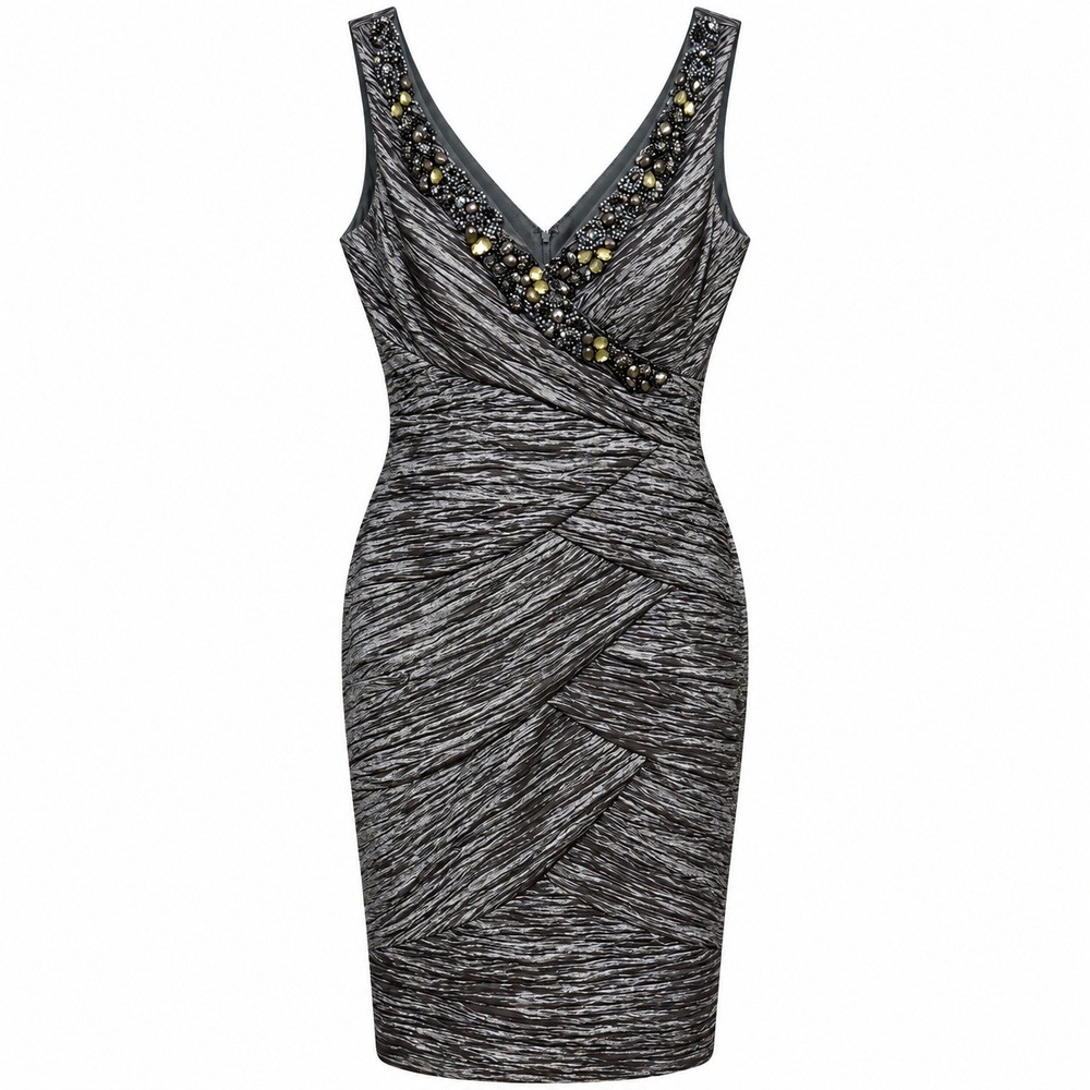 Ignite Evenings Mob Wife Cocktail Dress Women 6 Glamcore Beaded Metallic Ruched